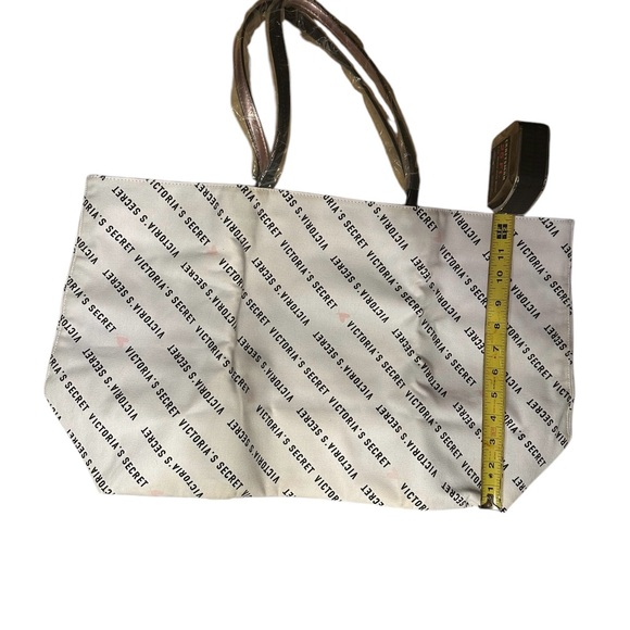 Victoria's Secret Weekender White and Black and a Splash of Pink Large Tote Bag - Picture 5 of 16